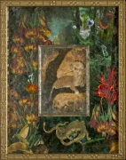 Bird Headed Lion, Verre Eglomise, mixed media SOLD