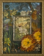 The Masked Beast verre eglomise, mixed media SOLD