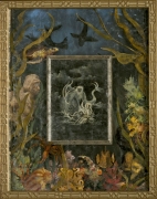 The Monkey & the Dolphin, verge eglomise, mixed media SOLD