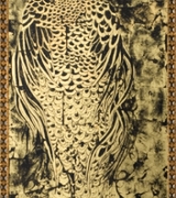 Goldne Peacock 24kt gold leaf, painted and etched gold leaf