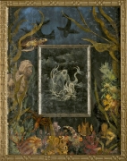 The Monkey & the Dolphin, verge eglomise, mixed media SOLD